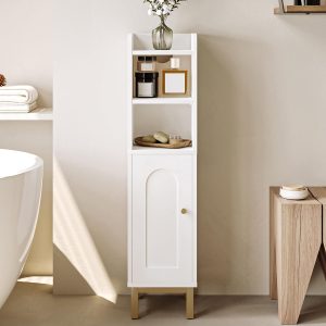 meuble WC Hzuaneri d'angle blanc et doré