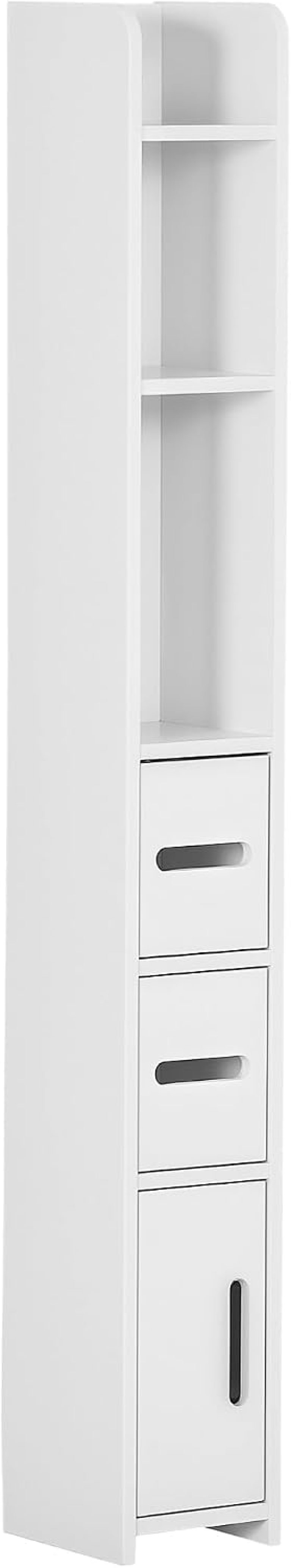 kleankin Meuble Colonne de Salle de Bain Armoire Toilette Haute avec étagères et placards - 15 x 17 x 120 cm - Blanc