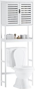 meuble wc SMIBUY bambou 2 portes blanc