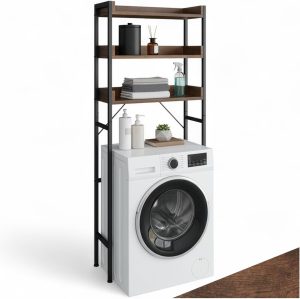 étagère de salle de bain tectake bois et acier industrielle