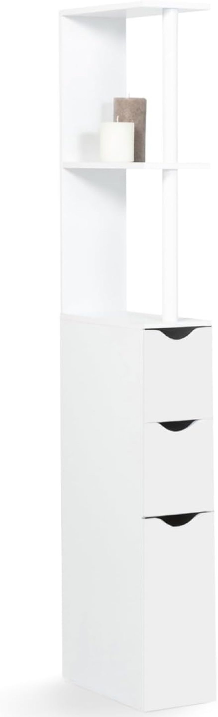 ProBache - Meuble WC étagère bois 3 portes blanc gain de place pour toilettes
